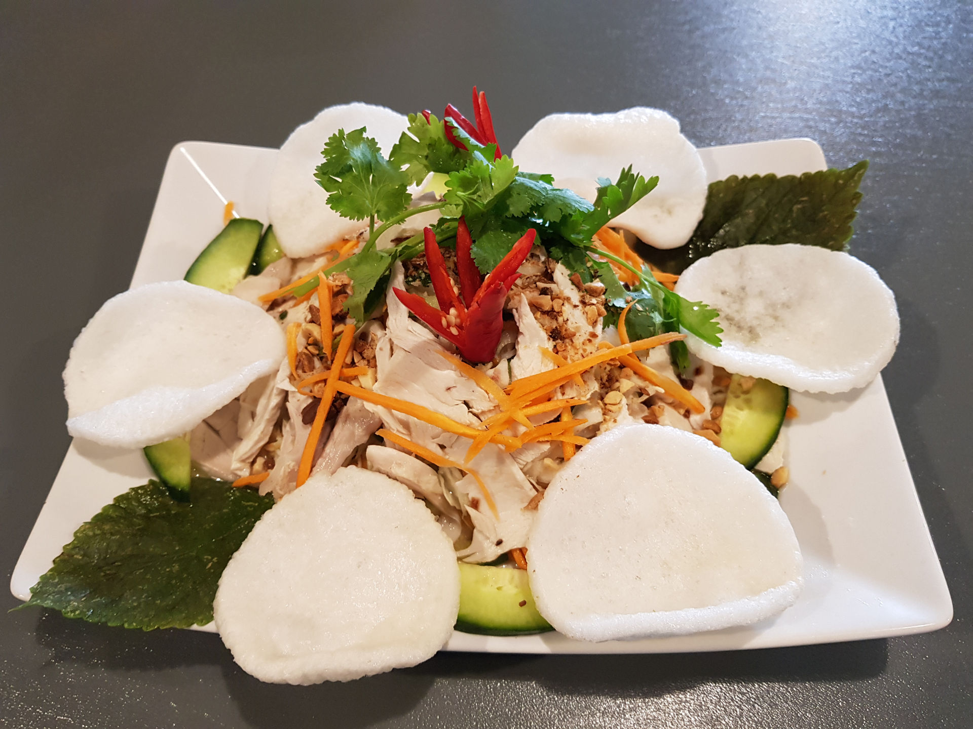 Pulled chicken coleslaw salad