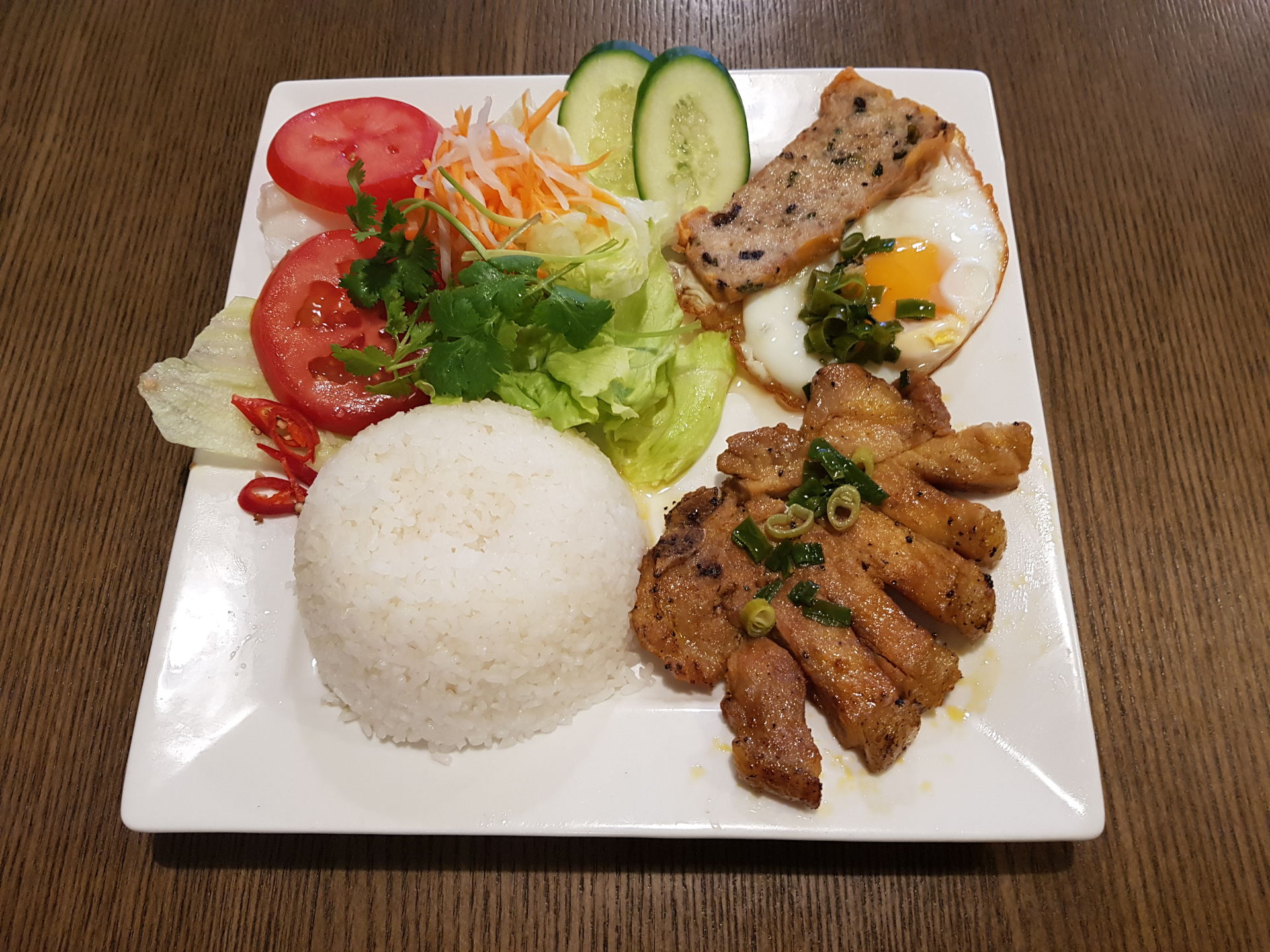 Broken Rice, char grilled pork chop