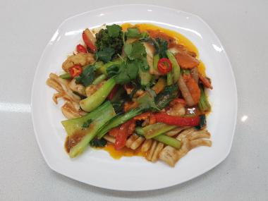 Squid Sate with Mixed Vegetables